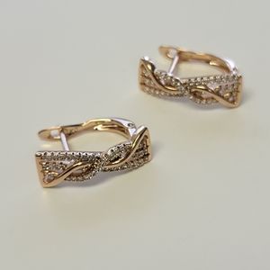 18 k gold plated bow style rhinestone earrings